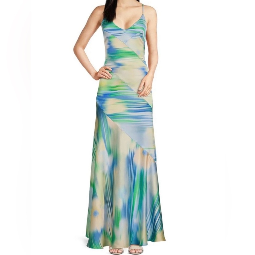 Belle by Badgley Mischka , size 2 NWOT sundress, tropical blue maxi dress